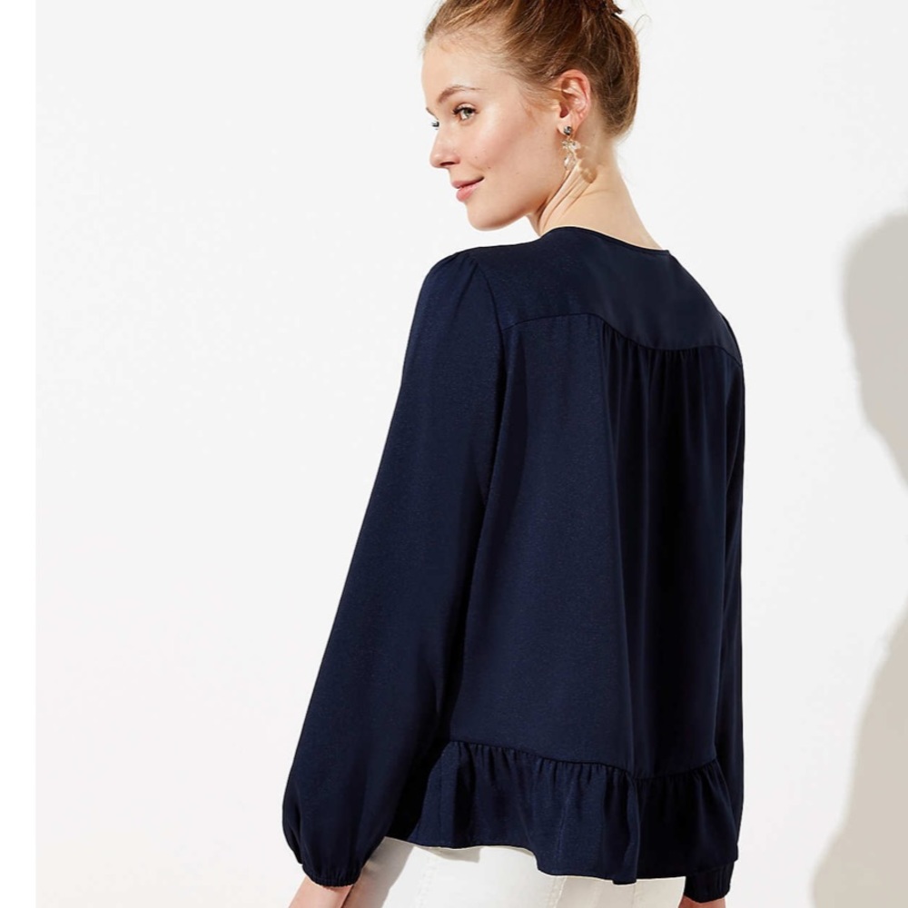 Loft Split Neck Ruffle Blouse - Picture 2 of 4